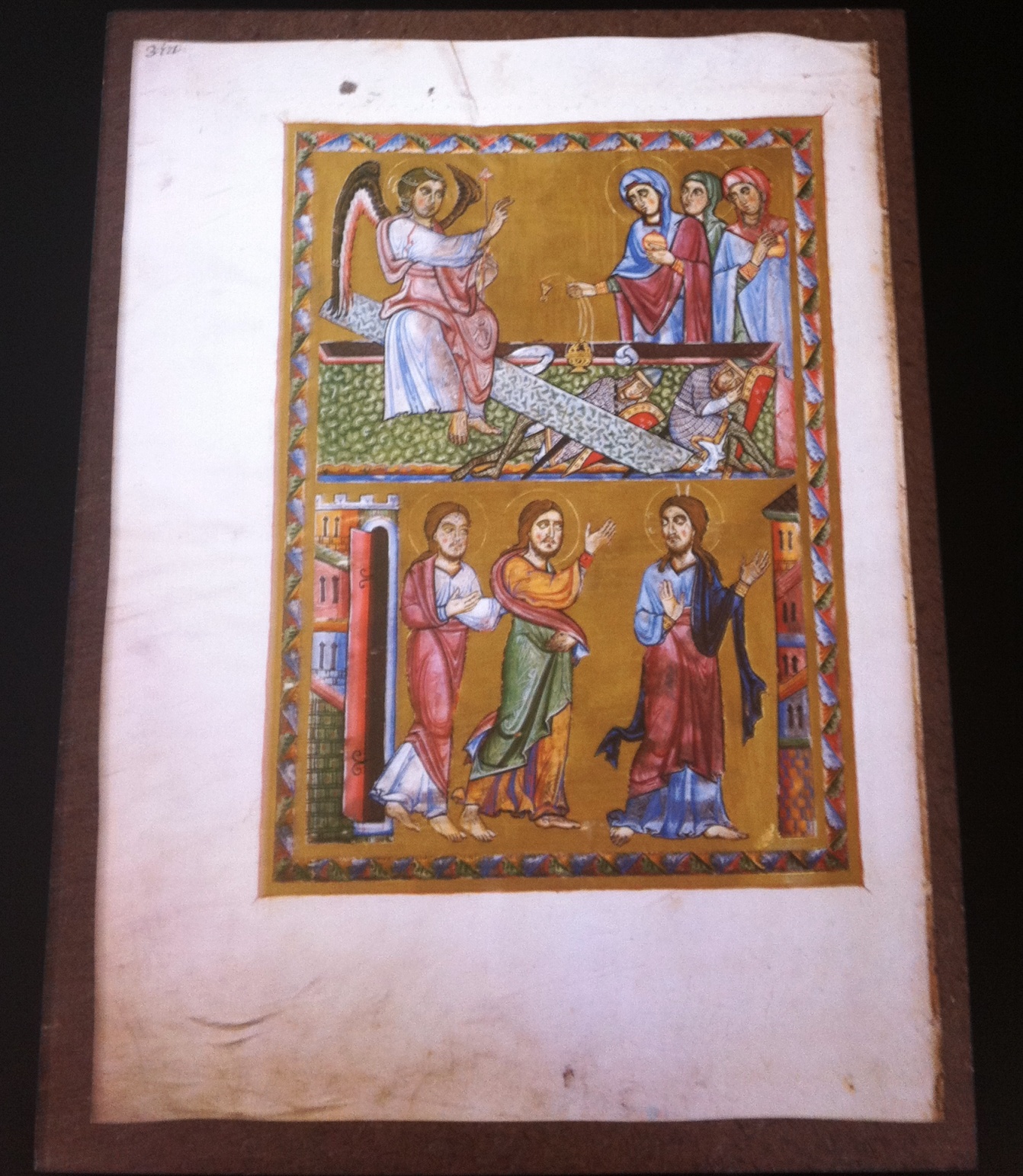 Bildbrett Antiphonar von St. Peter: Die Frauen am Grab / Der Gang nach Emmaus